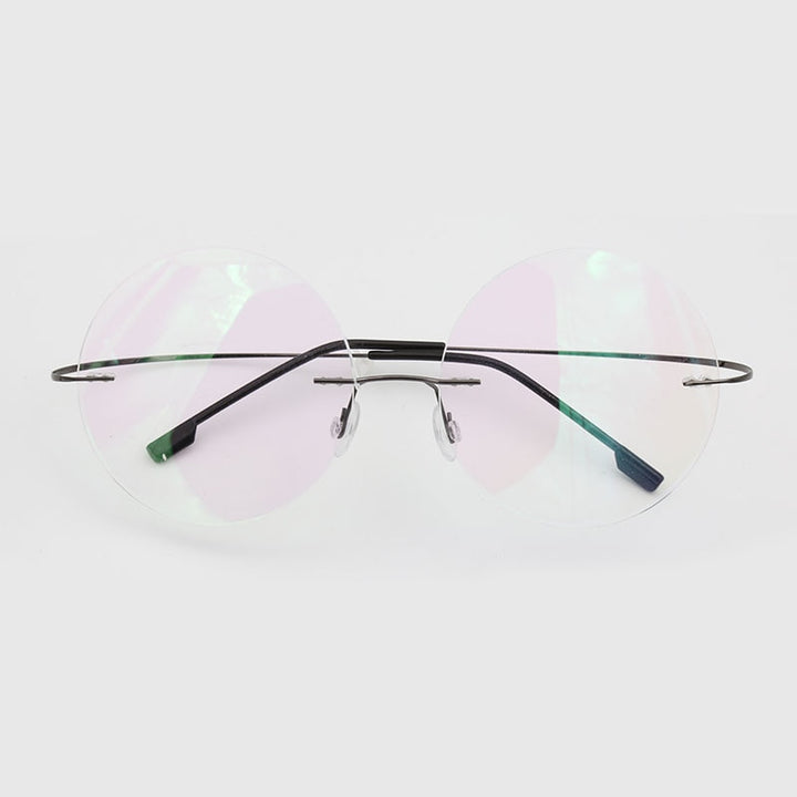 Hotochki Men's Rimless Titanium Alloy Round Frame Eyeglasses Rimless Hotochki   