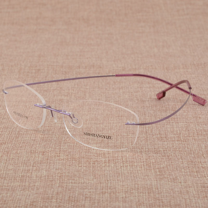 Women's Rimless Titanium Alloy Frame Eyeglasses S610 Rimless Bclear Light Purple  