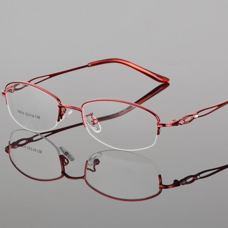 Women's Half Rim Eyeglasses Alloy Frame Bf6014 Semi Rim Bclear Red  