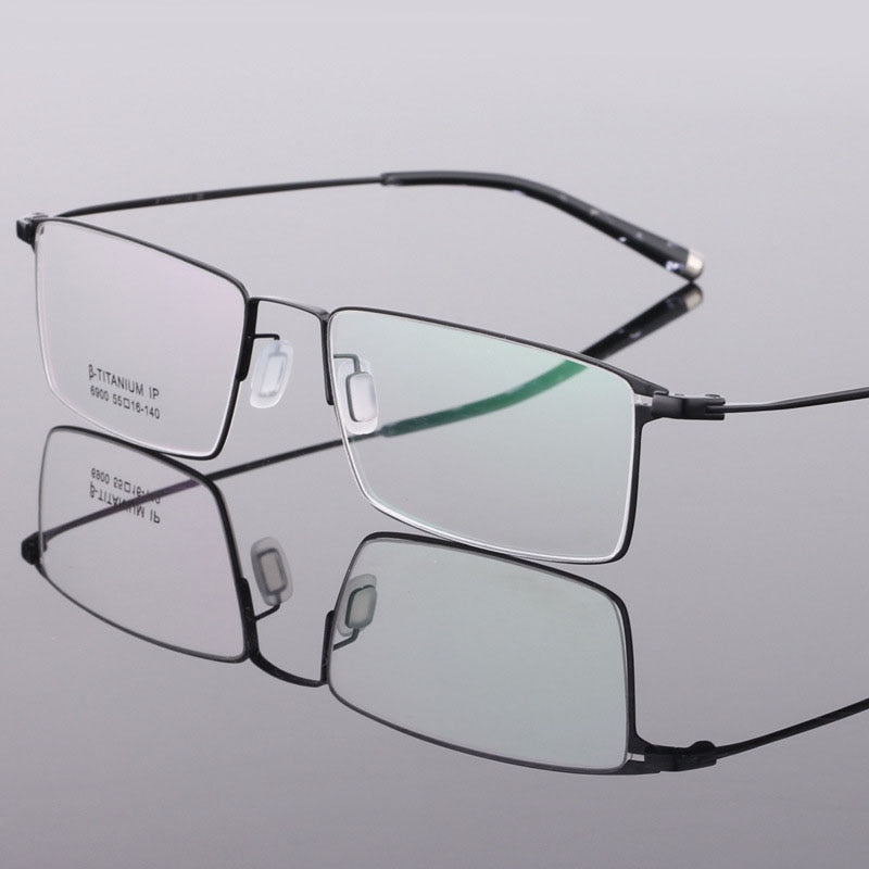 Men's Titanium Frame Full Rim Eyeglasses 6900 Full Rim Bclear black  