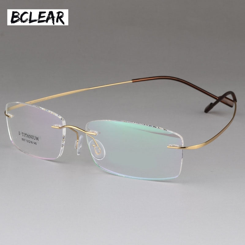 Unisex Rimless Eyeglasses Titanium Frame 8007 Rimless Bclear Gold  