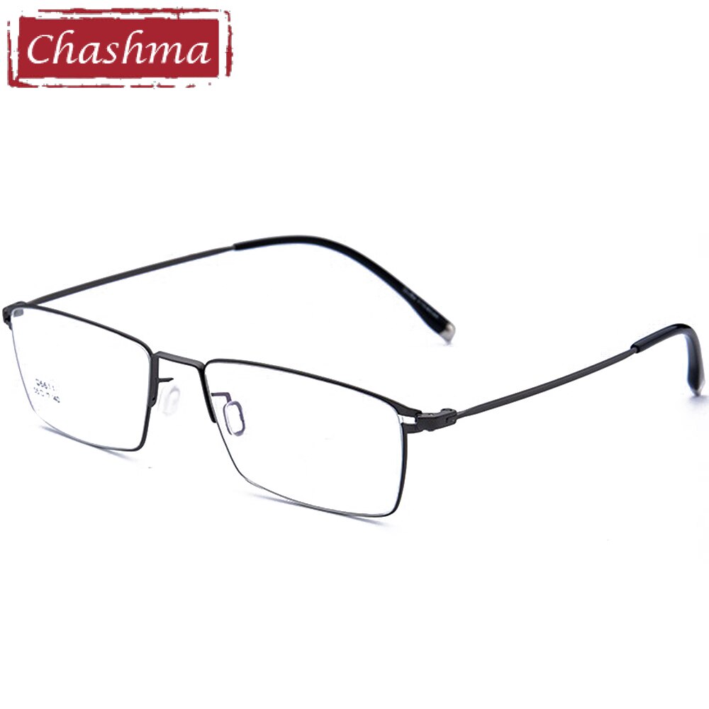 Chashma Ottica Men's Full Rim Square Titanium Alloy Eyeglasses 6611 Full Rim Chashma Ottica Gray  