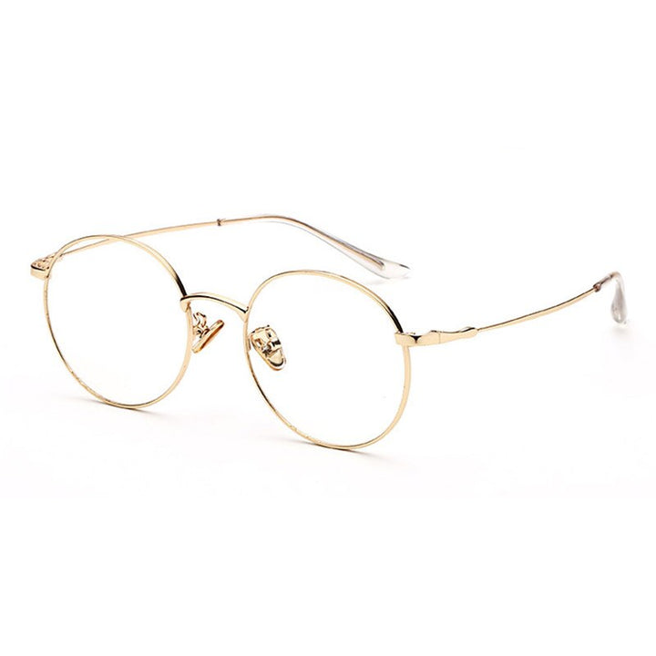 Hotochki Unisex Full Rim Round Alloy Frame Eyeglasses 77507 Full Rim Hotochki Gold  