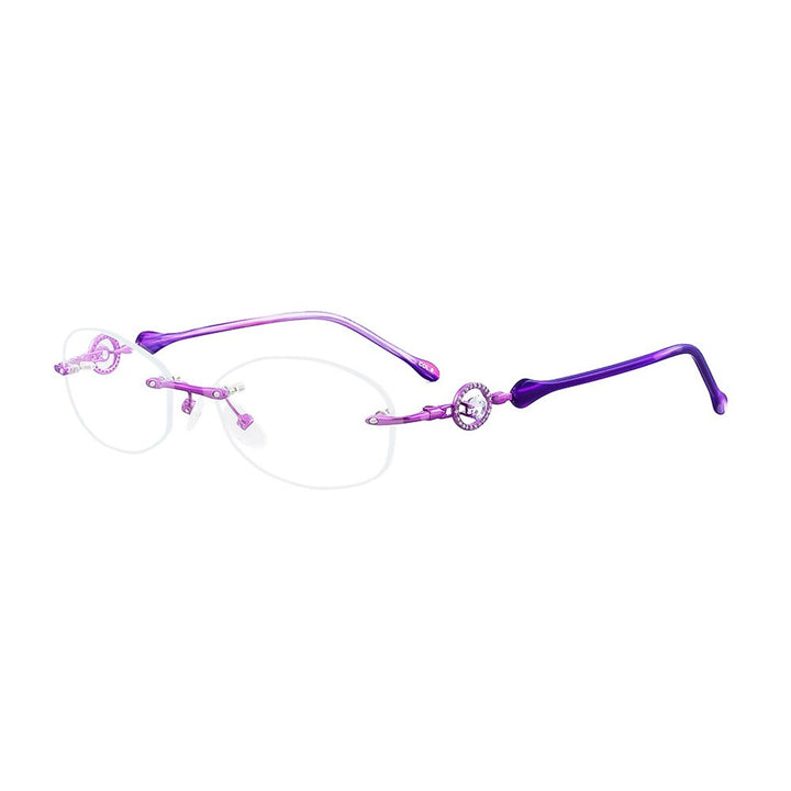 Aissuarvey Women's Rimless Acetate Alloy Frame Rhinestones Eyeglasses As113097 Rimless Aissuarvey Eyeglasses Purple  