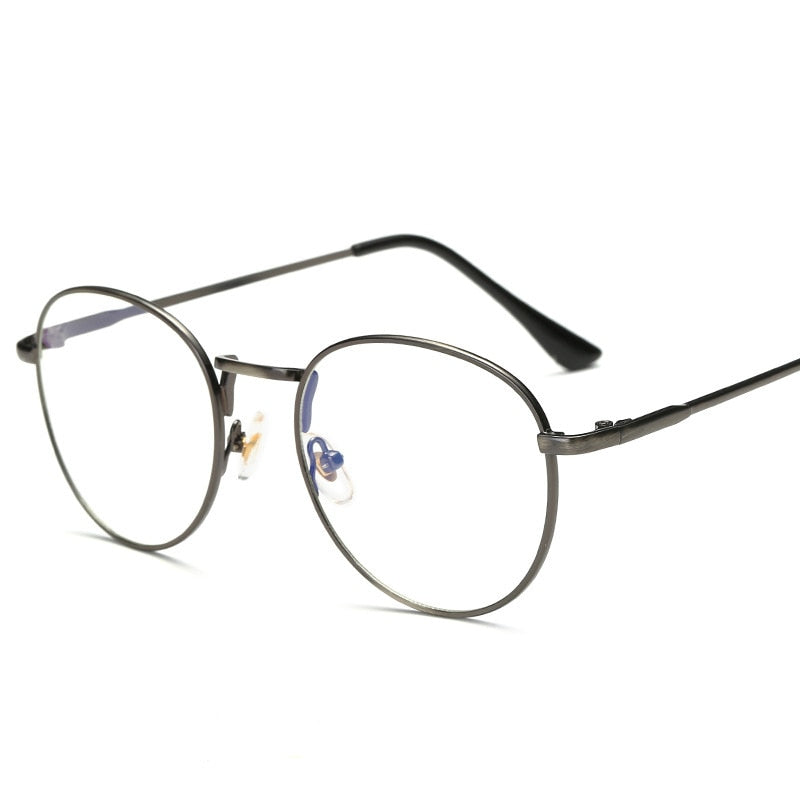 Unisex Eyeglasses Titanium Anti Blue Light Round 5025 Anti Blue Brightzone Gun Ash  