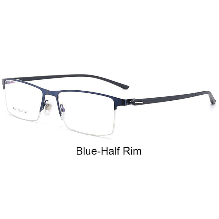 Hotochki Men's IP Electroplated Alloy Full/Semi Rim Frame Eyeglasses P9960 Semi Rim Hotochki BlueSemiRim  