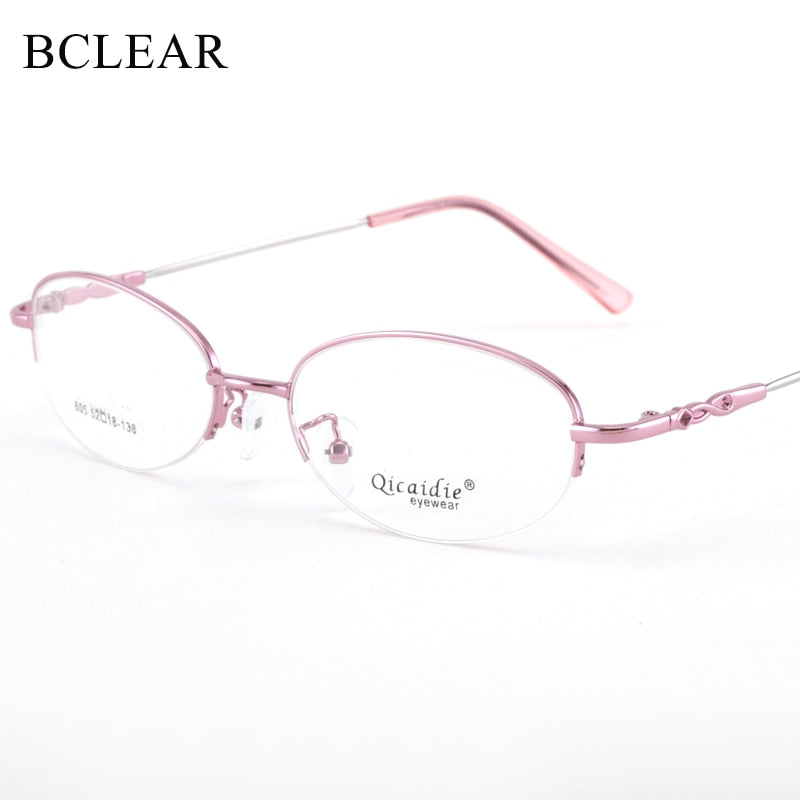 Women's Memory Alloy Semi Rim Frame Eyeglasses 605 Semi Rim Bclear   