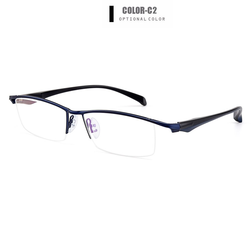 Men's Eyeglasses Semi Rim Titanium Alloy Square Y8011 Frames Gmei Optical C2  