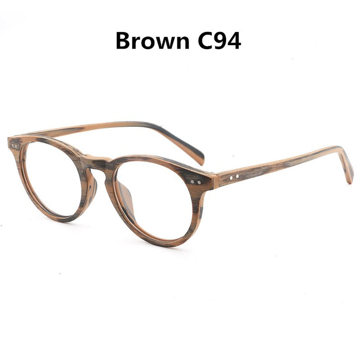 Hdcrafter Unisex Full Rim Round Wood Frame Eyeglasses Lhb030 Full Rim Hdcrafter Eyeglasses Brown C94  