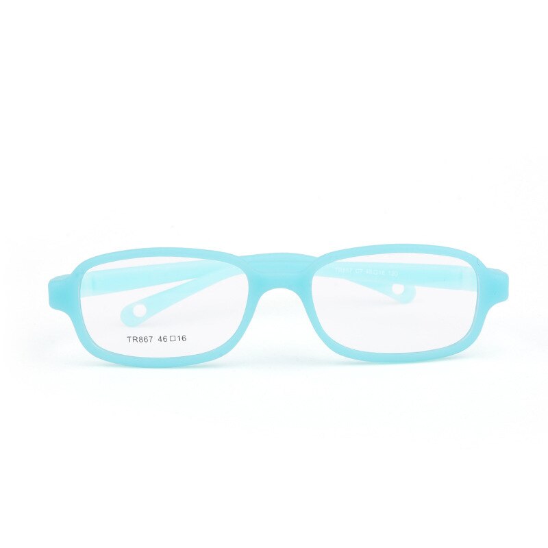 Unisex Children's Square Plastic Titanium Framed Eyeglasses Frame Brightzone C7 cyan  