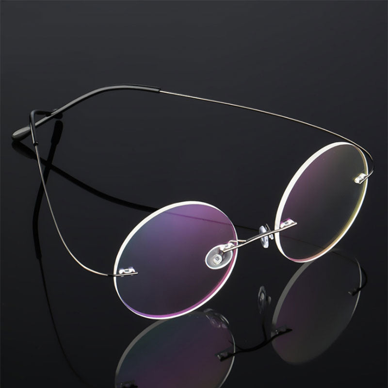 Hotochki Unisex Round Rimless Alloy Frame Eyeglasses Rimless Hotochki   