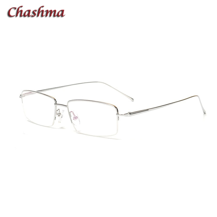 Chashma Ochki Men's Semi Rim Square Titanium Eyeglasses 9867 Semi Rim Chashma Ochki Silver  