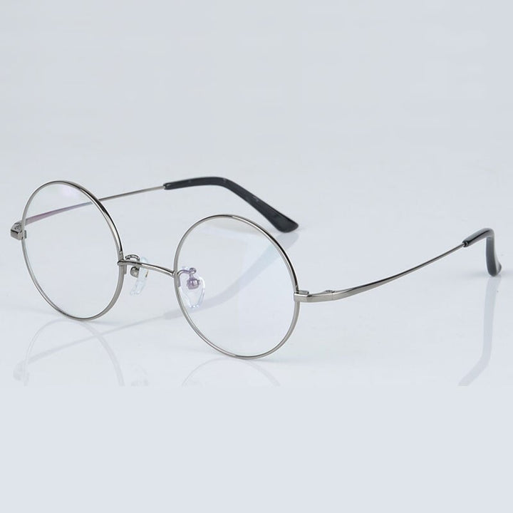 Reven Jate 8786 Men Titanium Eyeglasses Frame Round Shape Eyewear For Man Rx Spectacles Glasses Frame Frame Reven Jate Gray  
