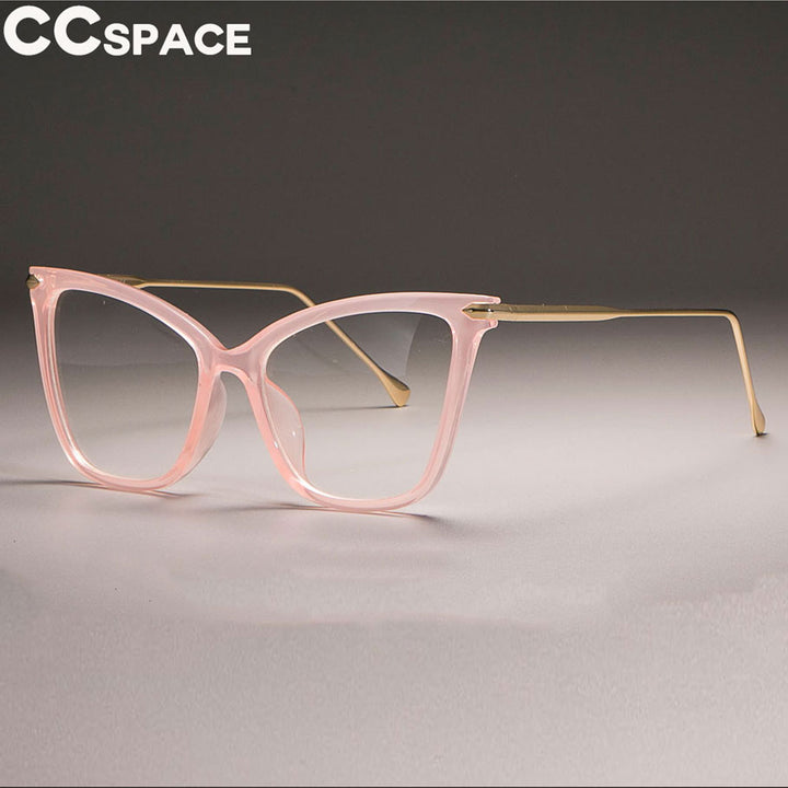 CCSpace Women's Full Rim Oversized Square Cat Eye Acetate Frame Eyeglasses 45077 Full Rim CCspace C12 pink  