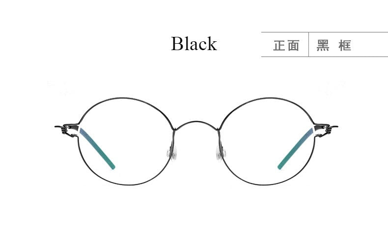 Unisex Round Full Rim Titanium Frame Eyeglasses 28607 Full Rim Bclear black  