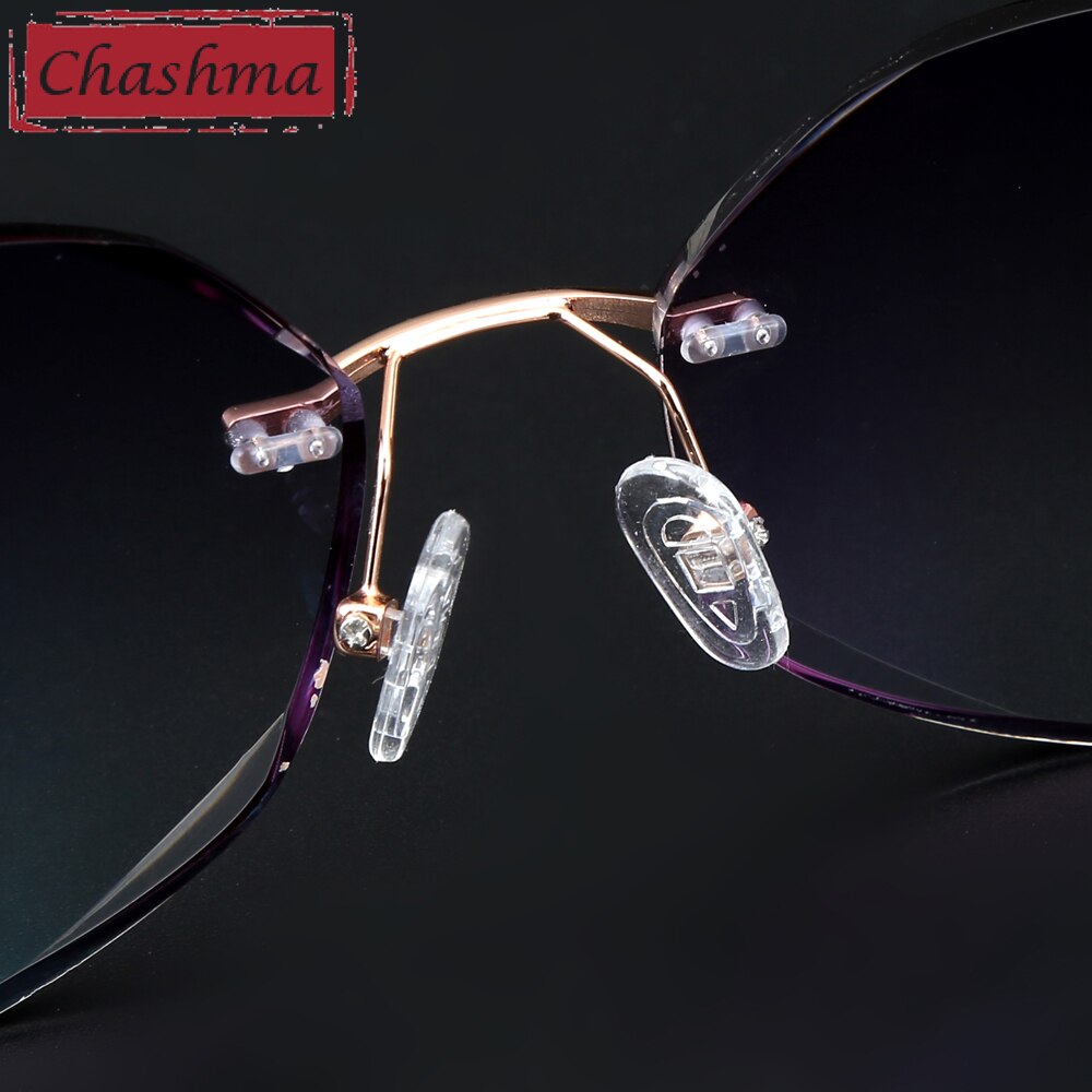 Chashma Ottica Women's Rimless Irregular Round Titanium Eyeglasses Tint Lenses 007 Rimless Chashma Ottica   