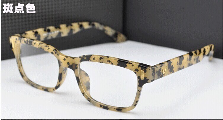 Unisex Eyeglasses Acetate V-Shaped Glasses Frame 8084 Frame Brightzone Amber Black Spot  