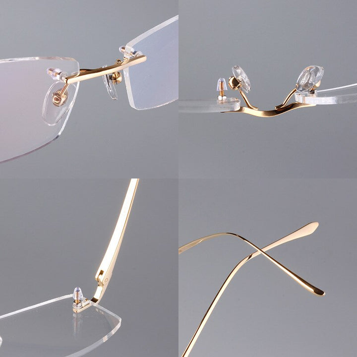 Men's Eyeglasses Rimless Pure Titanium Ultra-light As6379 Rimless Aissuarvey Eyeglasses   