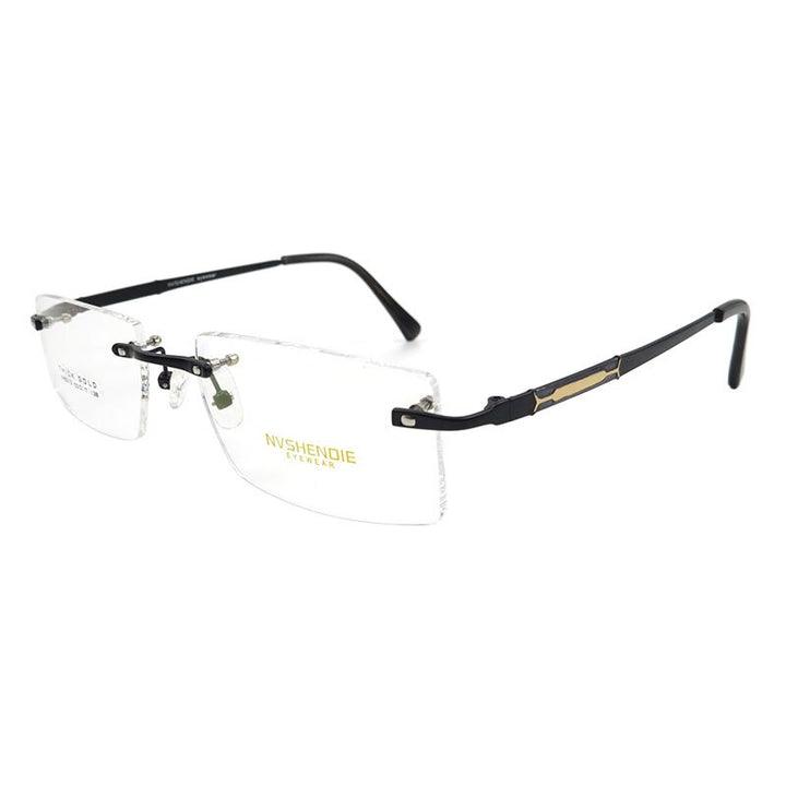 Men's Eyeglasses Titanium Alloy Rimless S8313 Rimless Gmei Optical black  