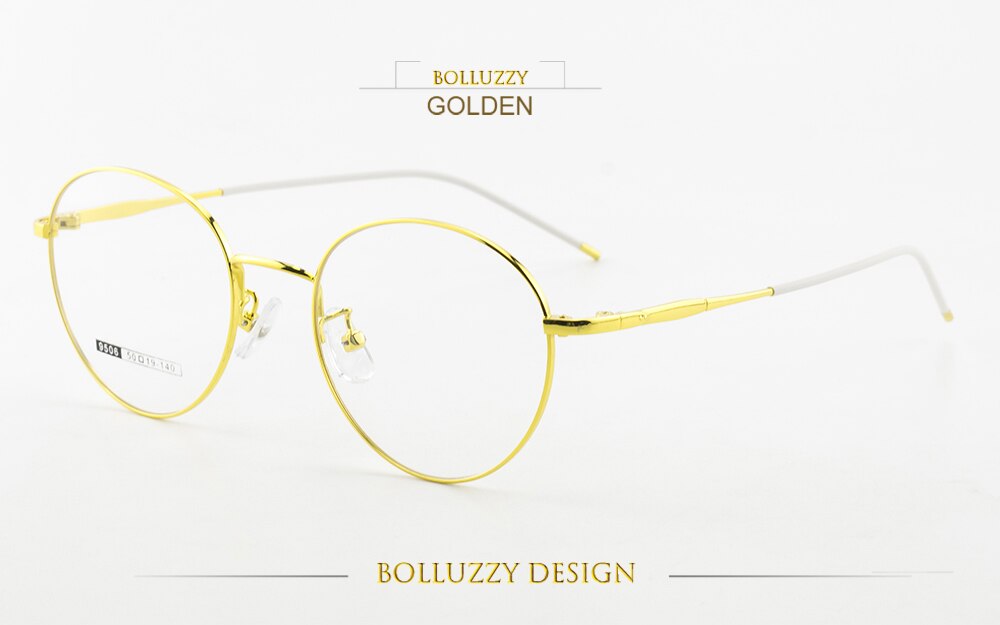 Unisex Round Full Rim Eyeglasses Frame Bo9506 Full Rim Bolluzzy golden  