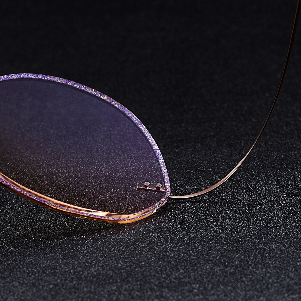 Women's Eyeglasses Rimless Titanium Alloy Gradient Brown T80899 Rimless Gmei Optical   