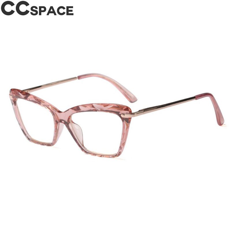 CCSpace Women's Full Rim Rectangle Cat Eye Resin Alloy Frame Eyeglasses 45591 Full Rim CCspace C1 PinkRed  