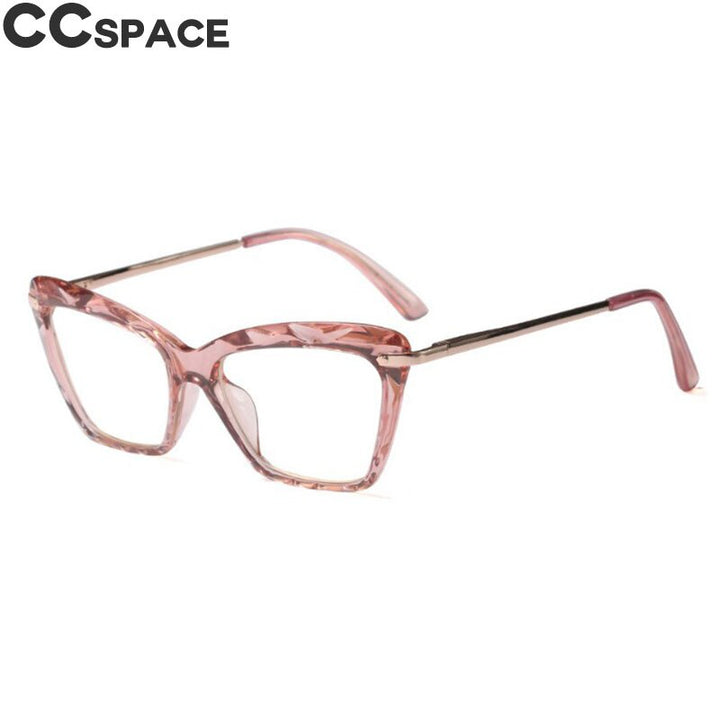 CCSpace Women's Full Rim Rectangle Cat Eye Resin Alloy Frame Eyeglasses 45591 Full Rim CCspace C1 PinkRed  