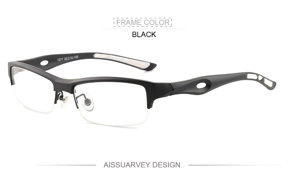 Aissuarvey Men's Semi Rim TR-90 Plastic Titanium Frame Eyeglasses AS2387 Semi Rim Aissuarvey Eyeglasses black  