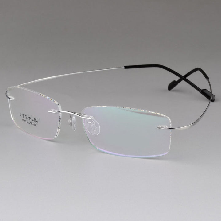 Unisex Rimless Eyeglasses Titanium Frame 8007 Rimless Bclear gray  