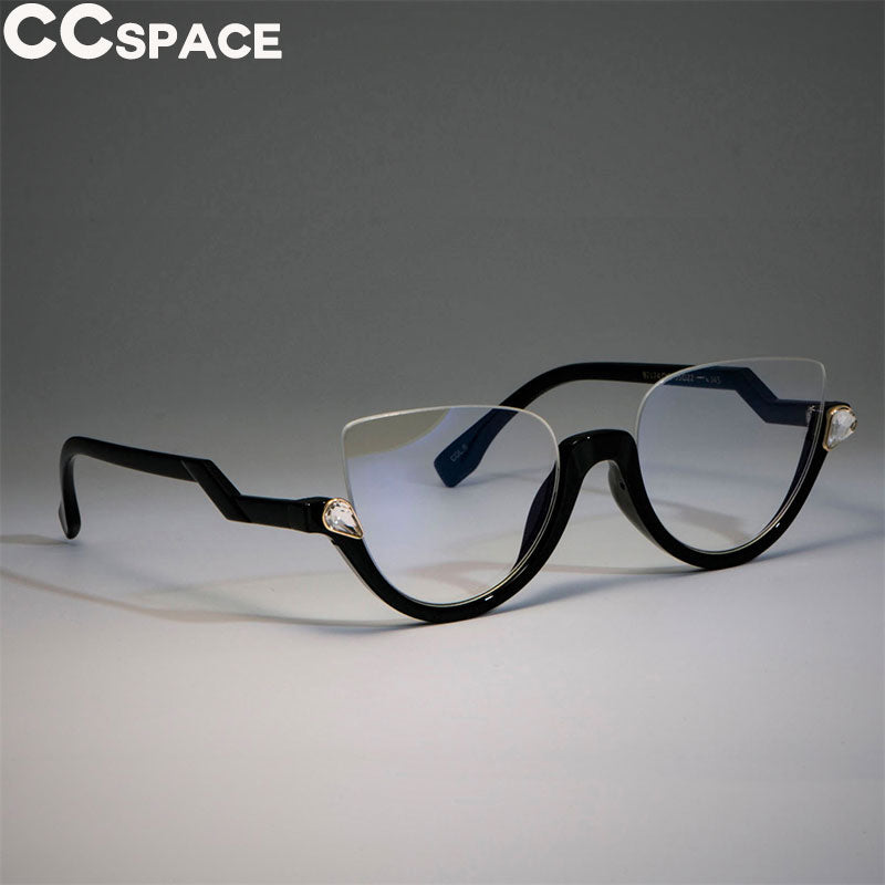 CCSpace Women's Semi Rim Cat Eye Resin Frame Eyeglasses 45159 Semi Rim CCspace C6 black clear  