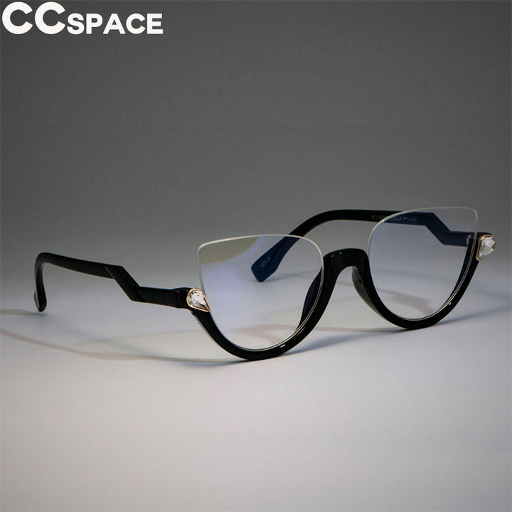 CCSpace Women's Semi Rim Cat Eye Resin Frame Eyeglasses 45159 Semi Rim CCspace C6 black clear  