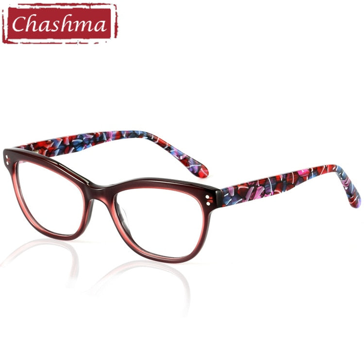 Women's Eyeglasses Acetate 10034 Frame Chashma Red  