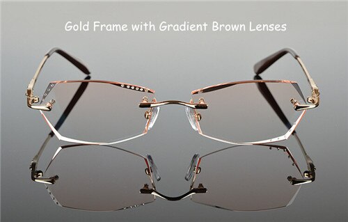 Women's Eyeglasses Titanium Rimless Rhinestone 6011 Rimless Chashma Gold  