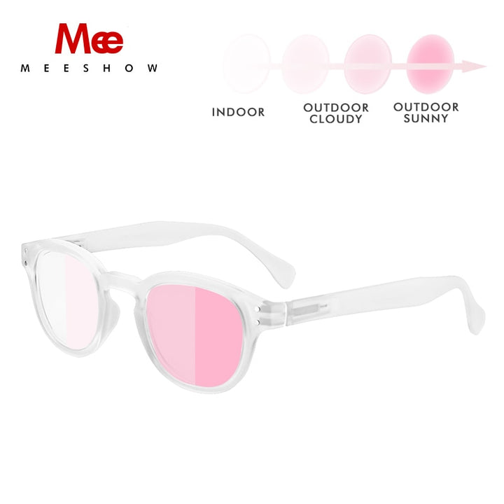 Women's Sunglasses Photochromic Reading Glasses Myopia Reading Glasses MeeShow 0 Clear Photo Pink 