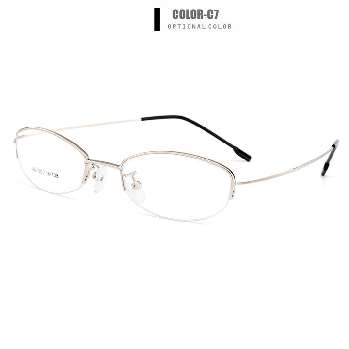 Women's Eyeglasses Semi Rim Memory Titanium Alloy Y643 Frames Gmei Optical C7-Silver  