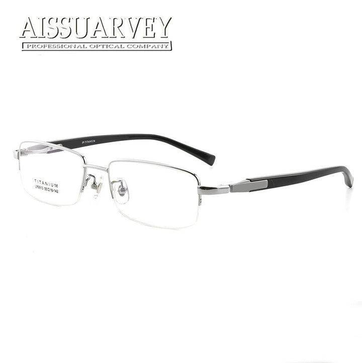 Aissuarvey Semi Rim Rectangular Titanium Frame Eyeglasses As9910 Semi Rim Aissuarvey Eyeglasses Silver  