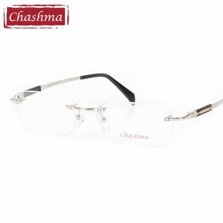 Chashma Ottica Men's Rimless Square Titanium Eyeglasses 6627 Rimless Chashma Ottica Silver  
