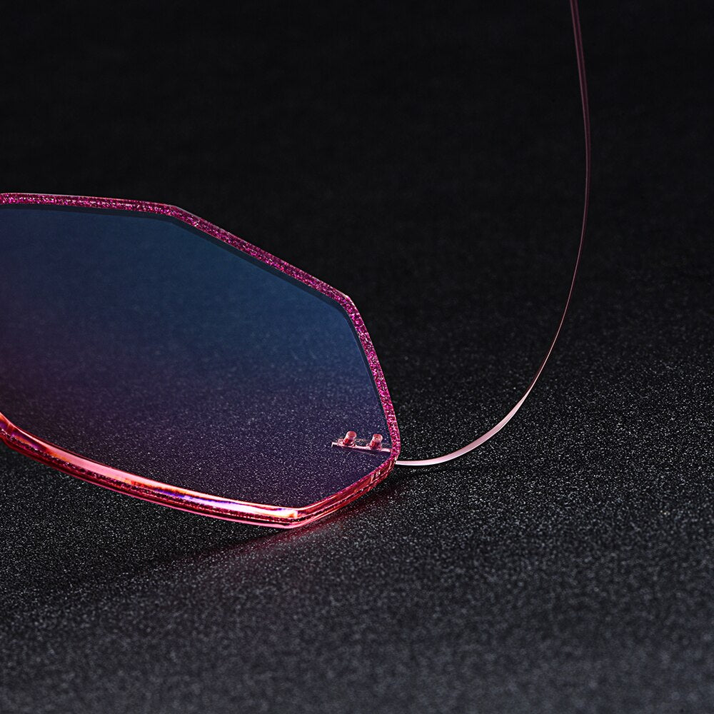 Women's Eyeglasses Ultra-light Titanium Alloy Rimless Gradient Pink T80892 Rimless Gmei Optical   