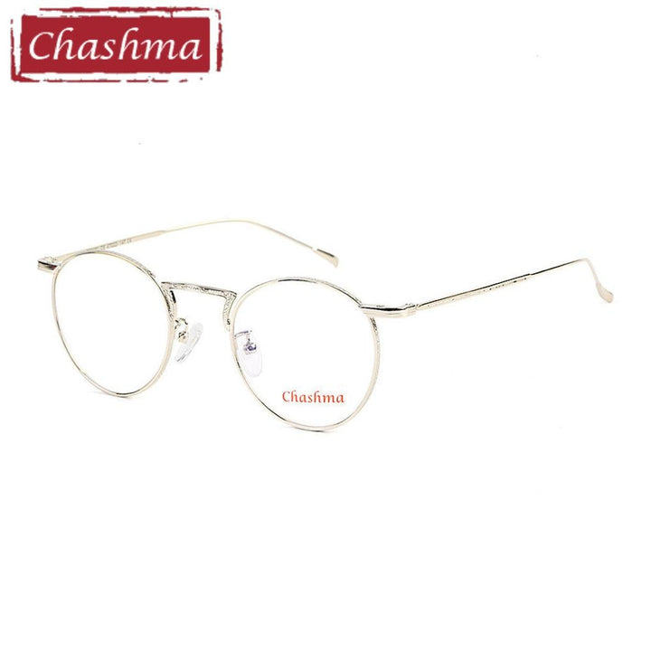 Unisex Eyeglasses Frame Alloy Round 22161 Frame Chashma Silver  