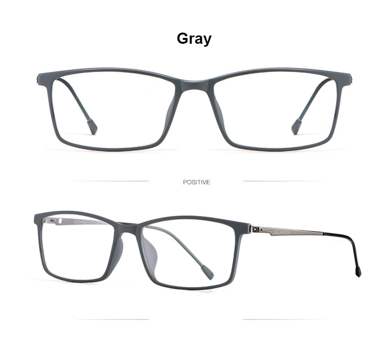 Hotony Men's Full Rim TR 90 Square Titanium Alloy Frame Eyeglasses Full Rim Hotony   