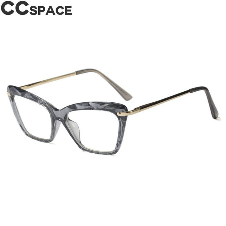 CCSpace Women's Full Rim Rectangle Cat Eye Resin Alloy Frame Eyeglasses 45591 Full Rim CCspace C3 Grey  