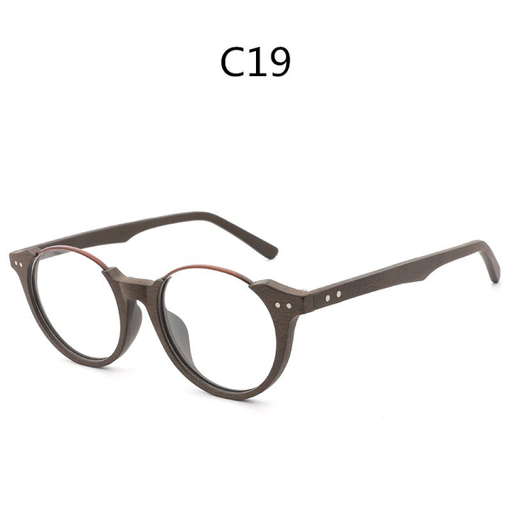 Hdcrafter Unisex Full Rim Square Wood Metal Frame Eyeglasses Ft5359 Full Rim Hdcrafter Eyeglasses C19  