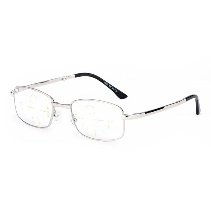 Hotochki Unisex Foldable Full Rim Alloy Frame Progressive Anti Blue Light Reading Glasses B855 Reading Glasses Hotochki +100 Silver 