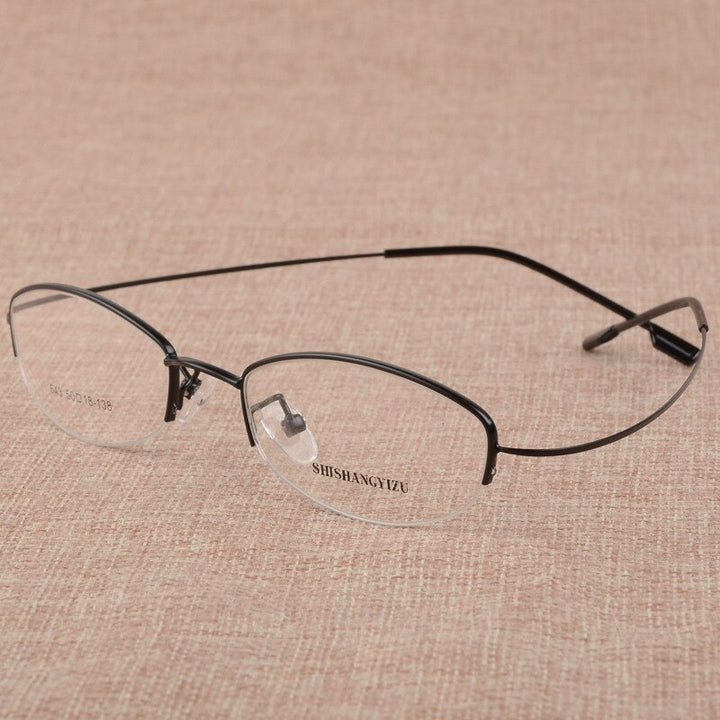 Women's Eyeglasses Semi Rim Rectangular Alloy  S643 Semi Rim Bclear black  
