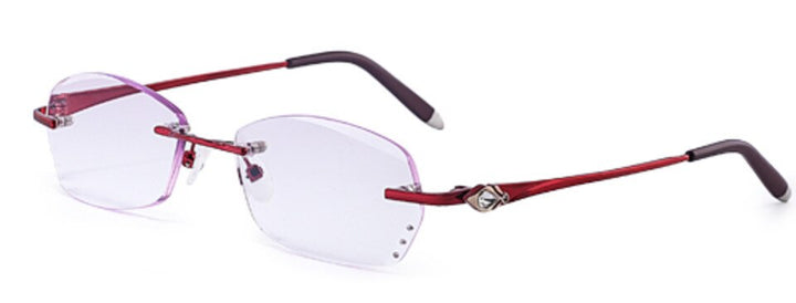 Women's  Reading Glasses Purple Resin Lenses Rimless Frame Reading Glasses Brightzone +100 Red-Purple 