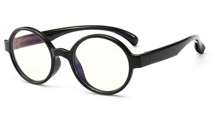 Unisex Anti Blue Light Children's Eyeglasses Round Plastic Titanium Frame Anti Blue Brightzone Bright black  