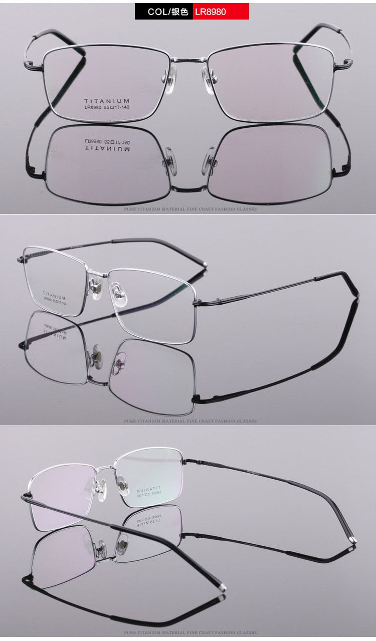 Men's Square Full Rim Frame Titanium Eyeglasses 6900 Full Rim Bclear   