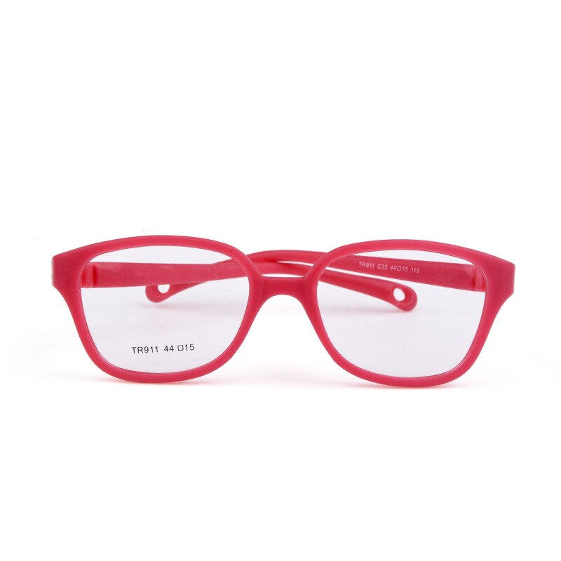 Unisex Children's Plastic Titanium Round Frame Eyeglasses Tr911 Frame Brightzone C33 rose red  