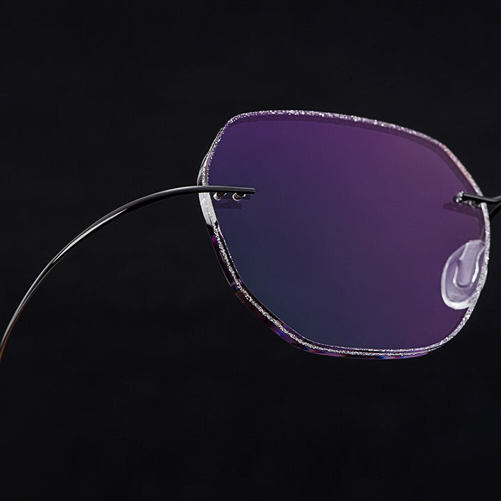 Men's Eyeglasses Black Titanium Alloy Rimless Gradient Grey T80896 Rimless Gmei Optical   
