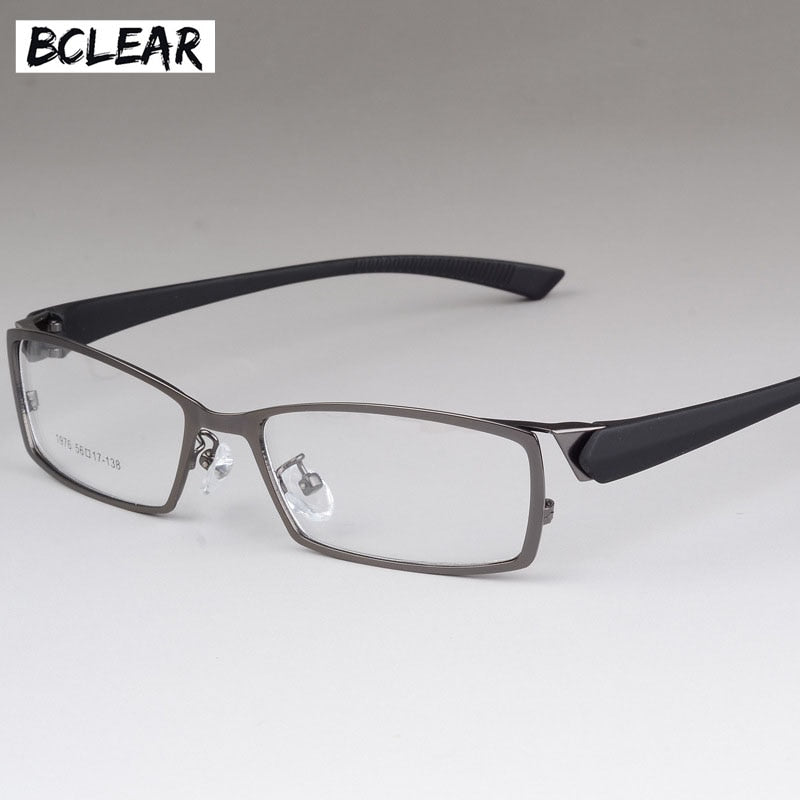 Men's Alloy Frame Full Rim Eyeglasses S1976 Full Rim Bclear gray  